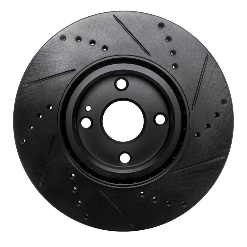 R1 16-25 Fiat 124 Spider Front Left Drilled & Slotted Black Brake Rotor