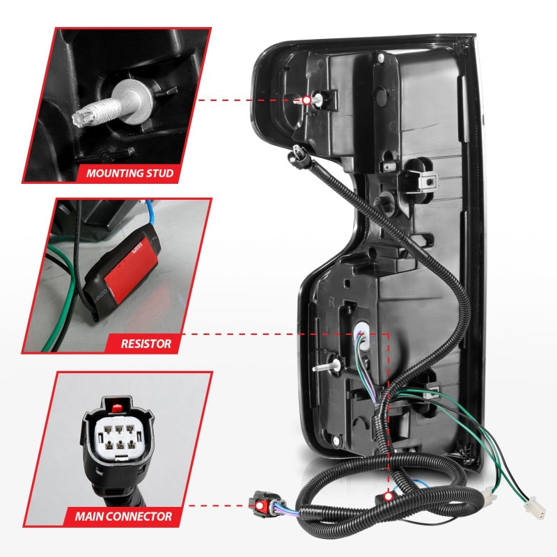 ANZO 19-21 Chevy Silverado Full LED Taillights Black Housing Smoke Lens G2 (w/C light Bars)