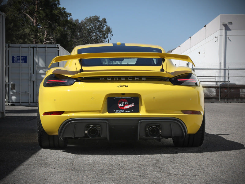 aFe MACHForce XP 2.25in-2.5in 304SS Exhaust Cat-Back Porsche 20-22 Cayman GT4(718) 4.0L - Black Tips