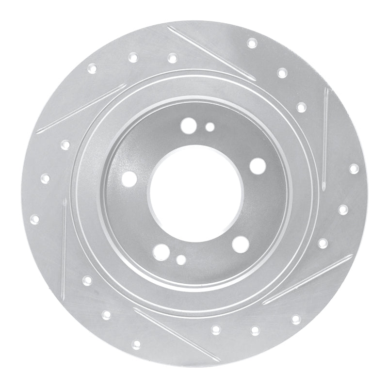 R1 13-25 Hyundai SONATA Rear Left Drilled & Slotted Silver Brake Rotor