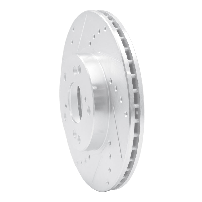 R1 98-22 Acura CSX Front Left Drilled & Slotted Silver Brake Rotor