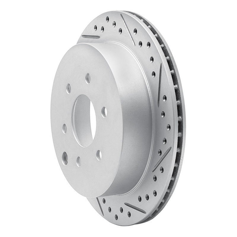 R1 05-25 Nissan Frontier Rear Right Drilled & Slotted Geo-Carbon Rotor