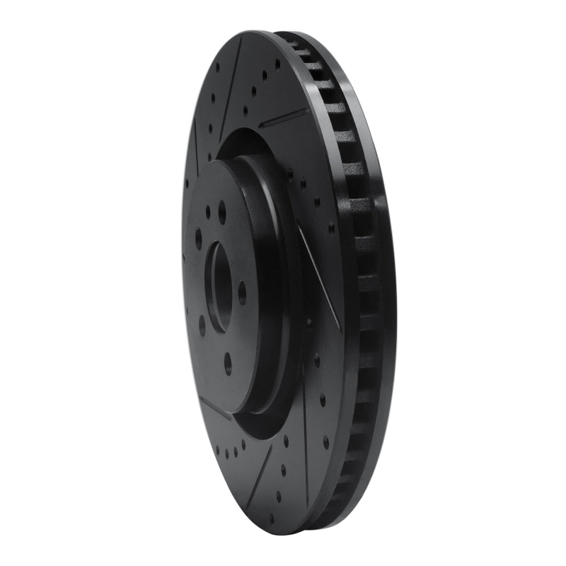 R1 15-21 Ford Edge Front Left Drilled & Slotted Black Brake Rotor