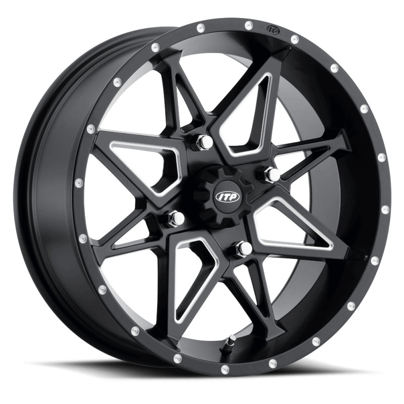 ITP Tornado 14X7 / 4x110 BP / 5+2 Offset Matte Black w/ Milled Accents Wheel