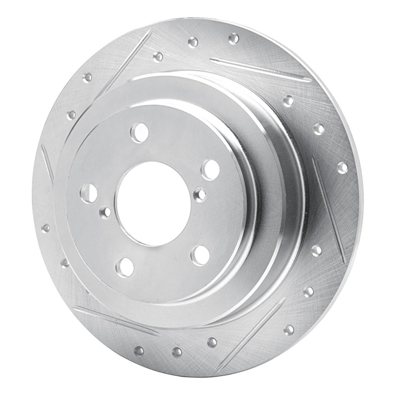 R1 90-08 Saab 9-2X Rear Left Drilled & Slotted Silver Brake Rotor