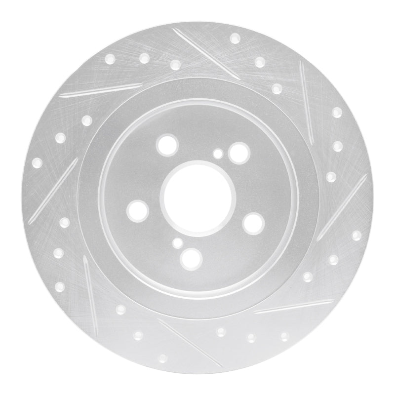 R1 11-17 Lexus CT200H Rear Left Drilled & Slotted Silver Brake Rotor