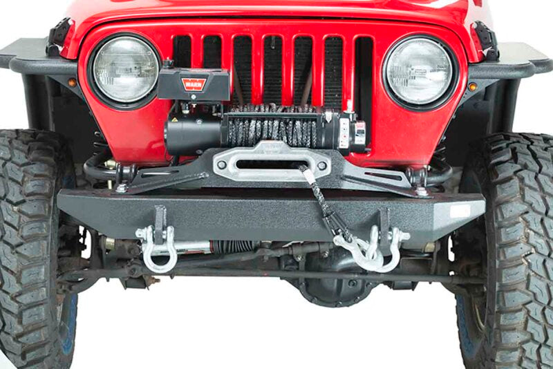 Fishbone Offroad 97-06 Jeep Wrangler TJ Winch Plate Steel - Black Textured Powdercoat Piranha Series