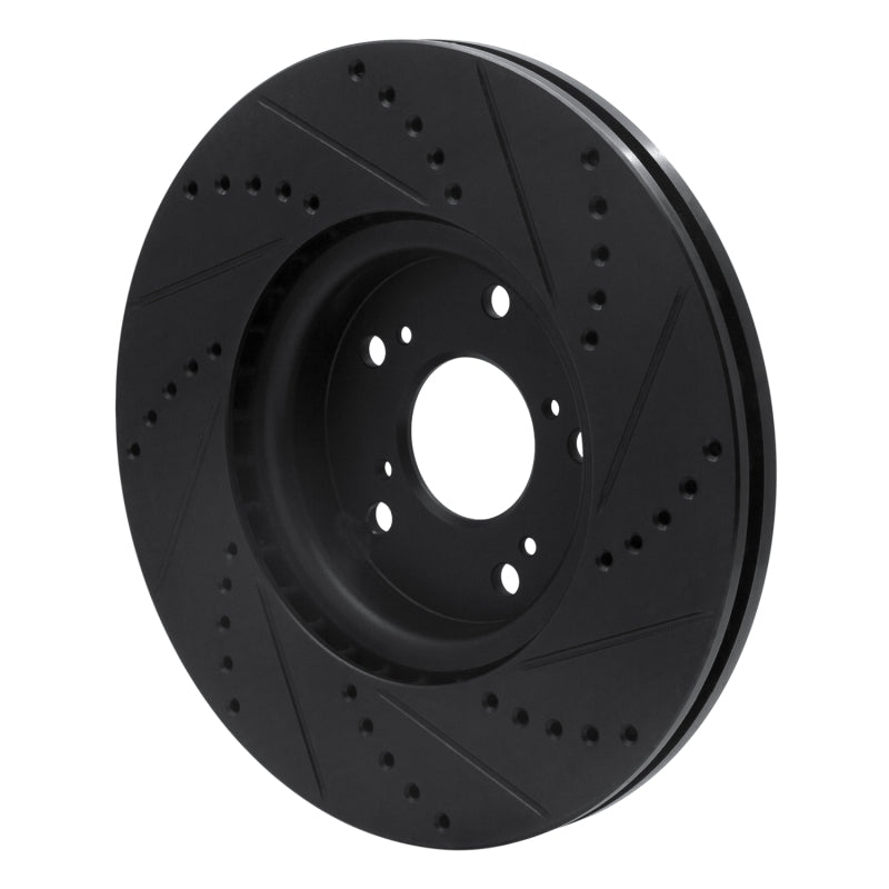 R1 04-08 Acura TL Front Left Drilled & Slotted Black Brake Rotor