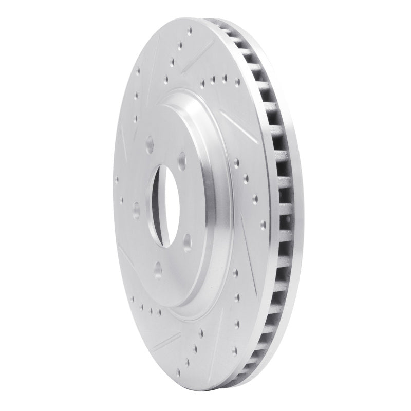 R1 05-14 Ford Mustang Front Left Drilled & Slotted Silver Brake Rotor