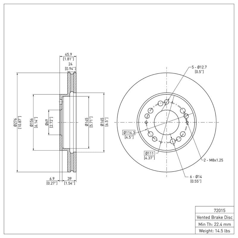 R1 1991-2004 Dodge STEALTH Front Brake Rotor