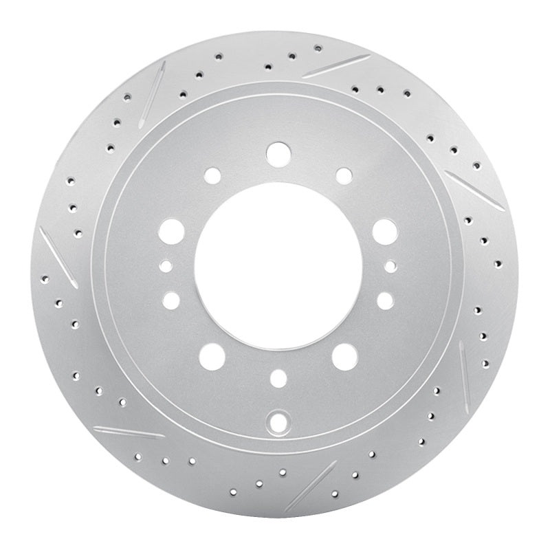 R1 07-22 Lexus LX570 Rear Left Drilled & Slotted Geo-Carbon Rotor