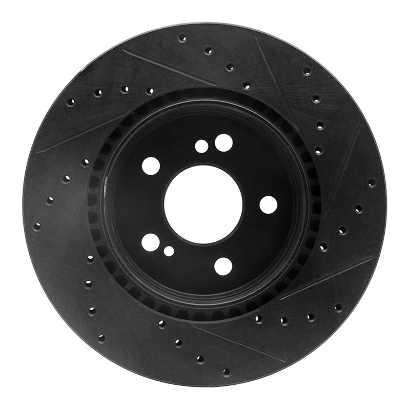 R1 93-02 Mercedes-Benz 600SL Rear Left Drilled & Slotted Black Brake Rotor