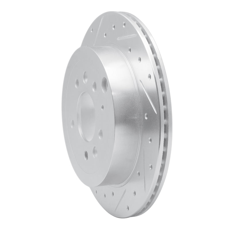 R1 07-12 Ford Edge Rear Left Drilled & Slotted Silver Brake Rotor