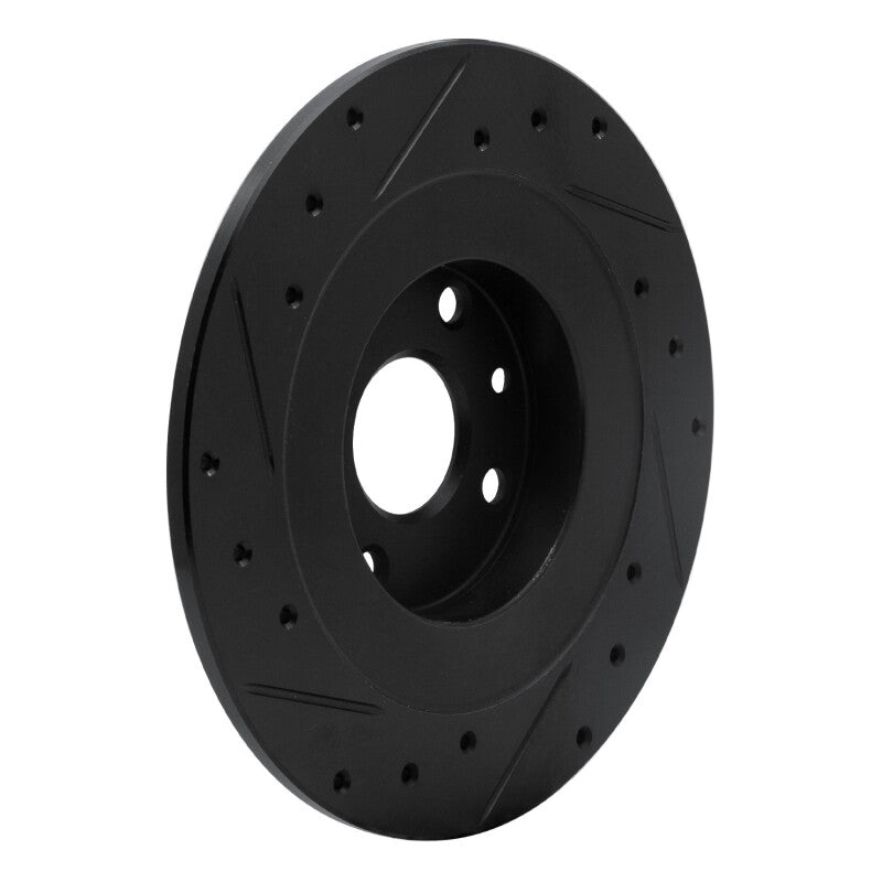 R1 01-05 Mazda Miata Rear Right Drilled & Slotted Black Brake Rotor