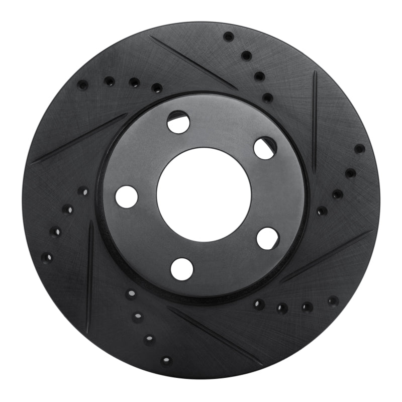 R1 90-97 Audi V8 Quattro Front Right Drilled & Slotted Black Brake Rotor