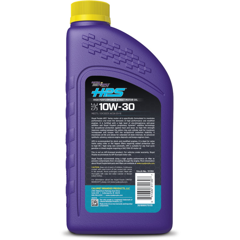 Royal Purple HPS Synthetic High Performance Street 10W30 Motor Oil - 1 Quart