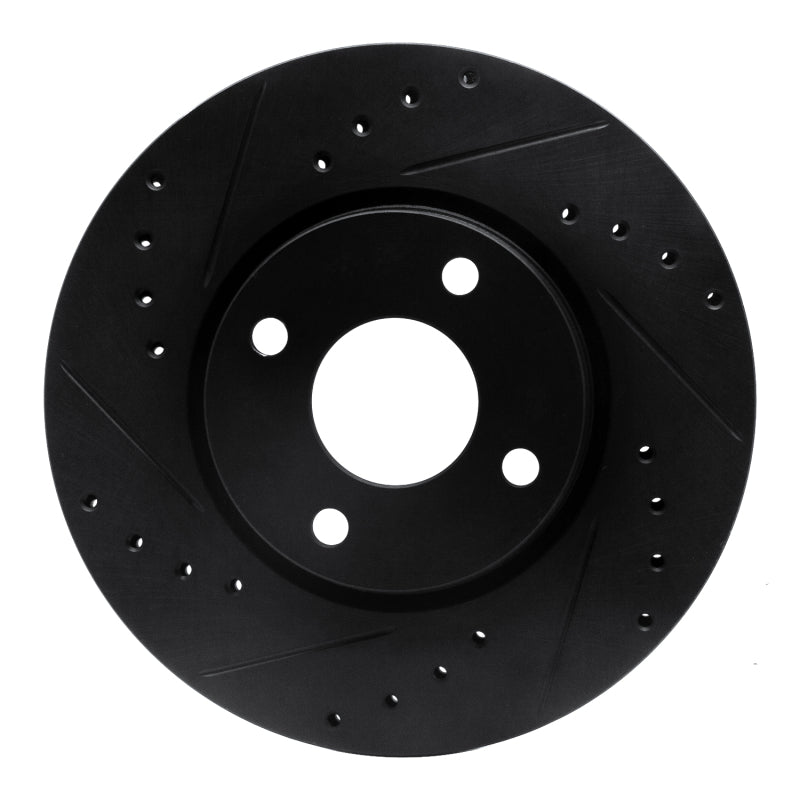 R1 98-04 Ford Contour Front Left Drilled & Slotted Black Brake Rotor