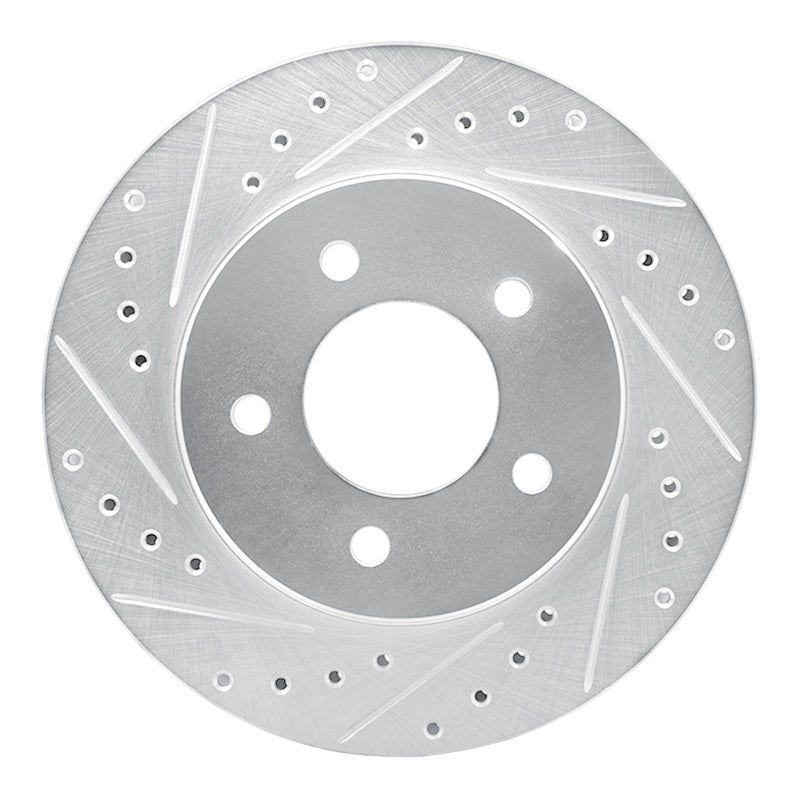 R1 87-90 Dodge DAKOTA 4WD Front Right Drilled & Slotted Silver Brake Rotor