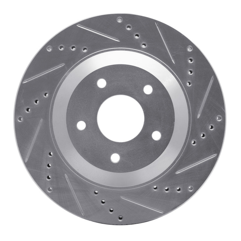 R1 97-09 Cadillac XLR Left Front Drilled & Slotted Silver Brake Rotor