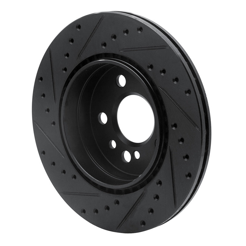 R1 92-99 Mercedes-Benz 500SEL Rear Right Drilled & Slotted Black Brake Rotor