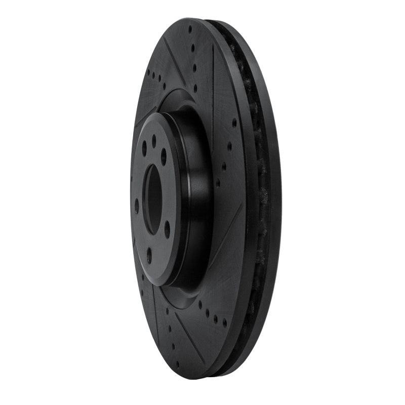R1 12-20 Audi A7 Quattro Front Right Drilled & Slotted Black Brake Rotor