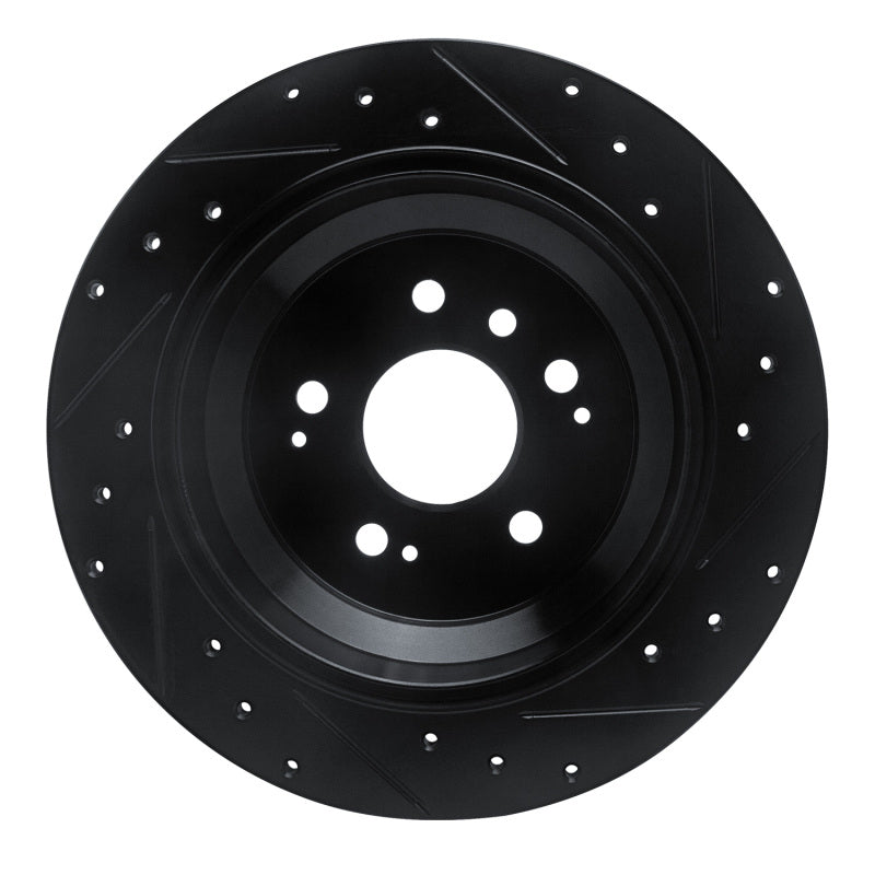 R1 16-25 Honda Ridgeline Rear Left Drilled & Slotted Black Brake Rotor