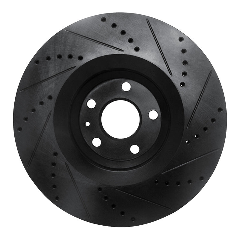 R1 08-11 Audi TT Quattro Front Left Drilled & Slotted Black Brake Rotor