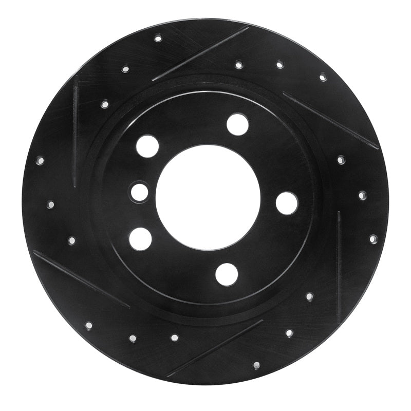 R1 2013-2016 Mini Cooper Paceman Rear Left Drilled & Slotted Black Brake Rotor
