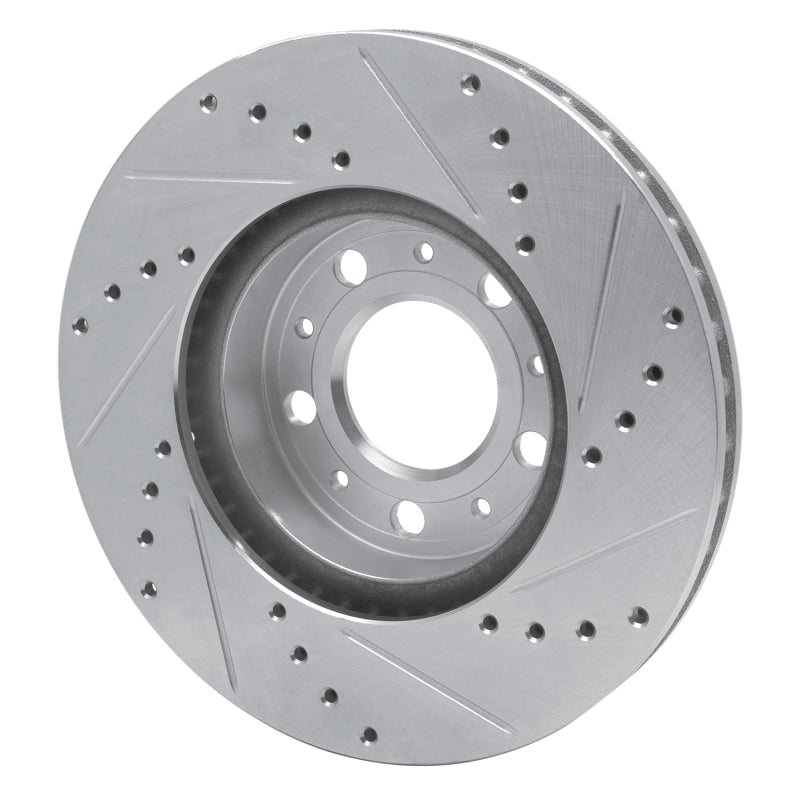 R1 95-04 Volvo S70 Front Left Drilled & Slotted Silver Brake Rotor