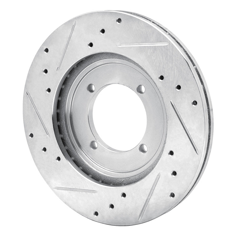 R1 84-90 Dodge COLT Front Right Drilled & Slotted Silver Brake Rotor