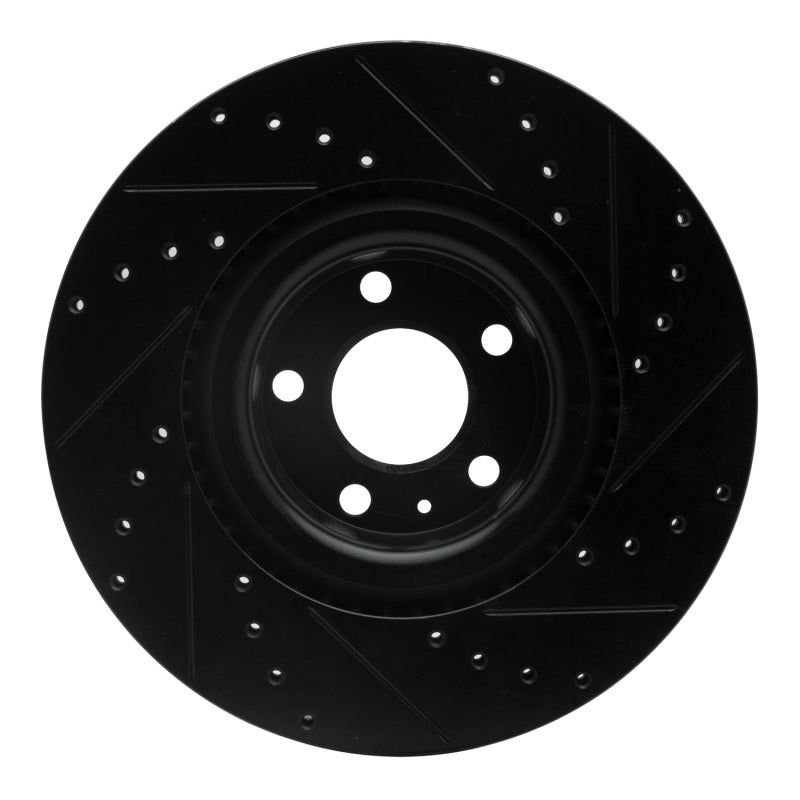 R1 04-09 Audi S4 Front Left Drilled & Slotted Black Brake Rotor