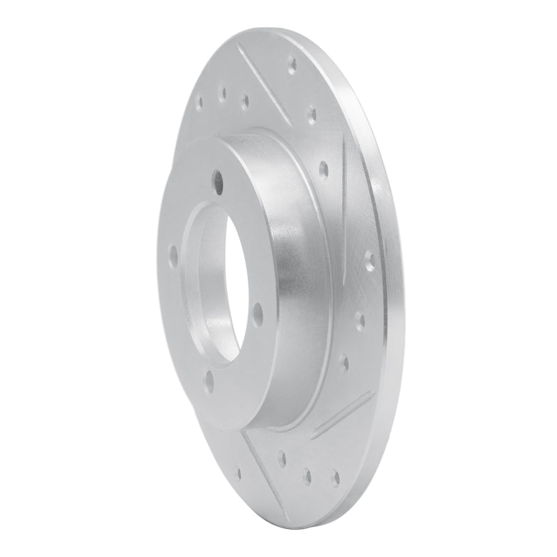 R1 74-75 Nissan 610 Front Right Drilled & Slotted Silver Brake Rotor