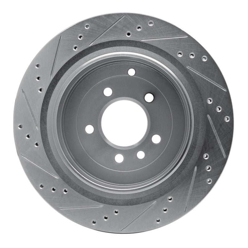 R1 05-16 Land Rover LR4 Rear Right Drilled & Slotted Silver Brake Rotor