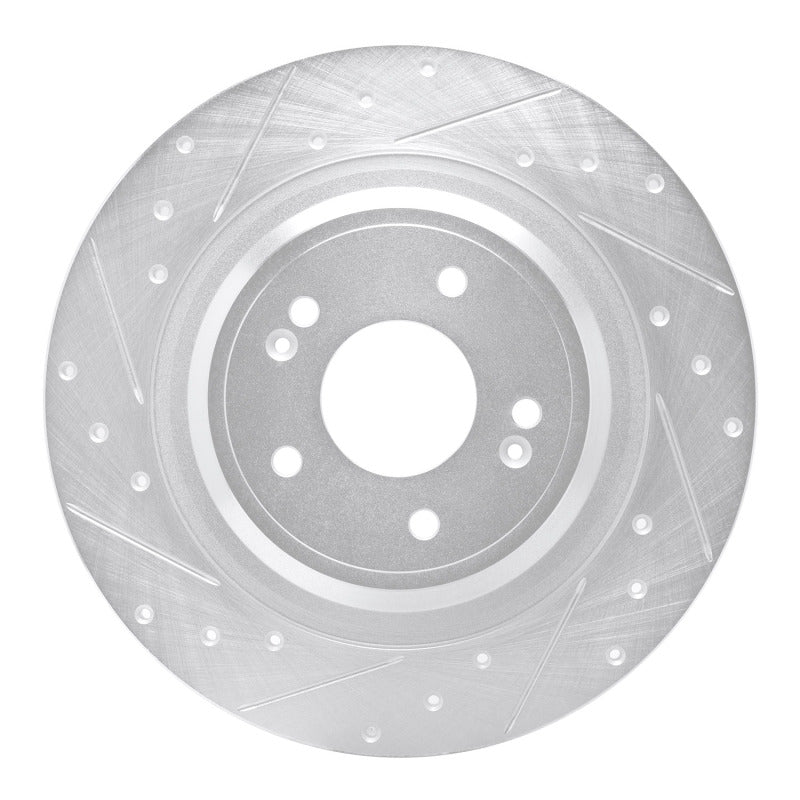 R1 22-25 Hyundai Ioniq 6 Rear Left Drilled & Slotted Silver Brake Rotor