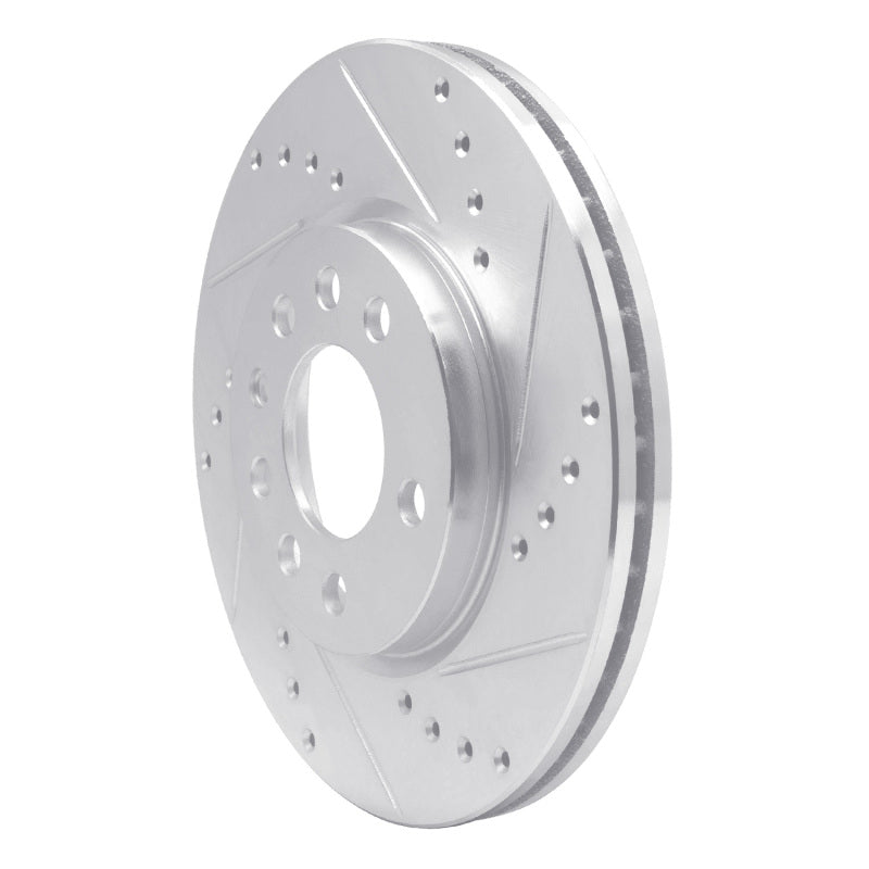 R1 94-96 Saab 900 Front Right Drilled & Slotted Silver Brake Rotor