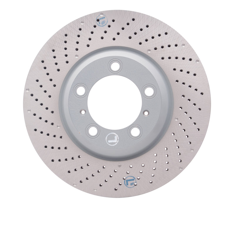 R1 07-13 Porsche 911 Left Front Drilled Carbon Alloy GeoMET Rotor