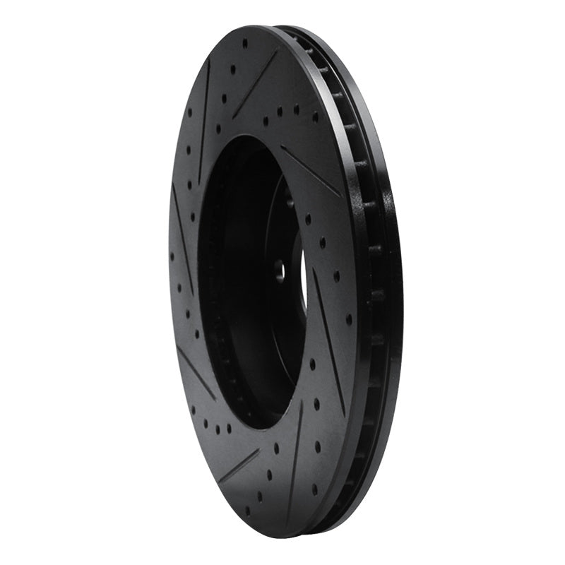 R1 90-95 Mercedes-Benz 300CE Front Right Drilled & Slotted Black Brake Rotor