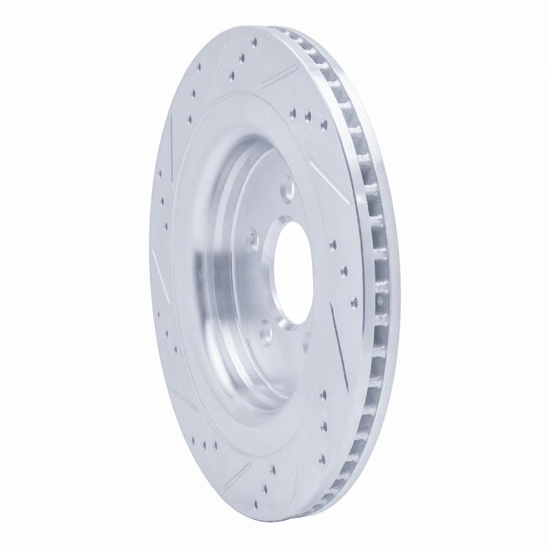 R1 15-23 Ford Mustang Rear Right Drilled & Slotted Silver Brake Rotor