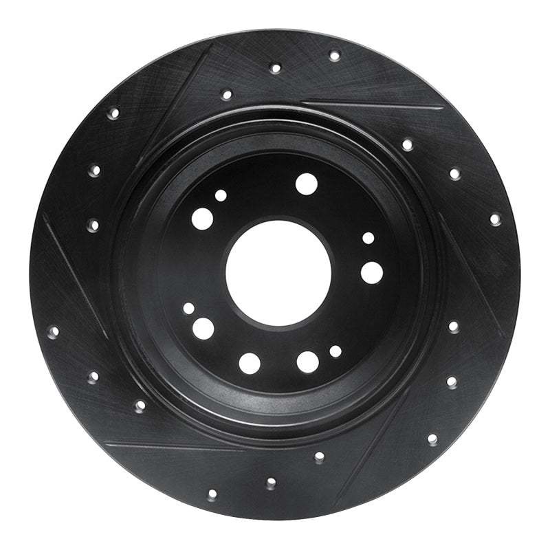 R1 02-04 Acura RL Rear Right Drilled & Slotted Black Brake Rotor
