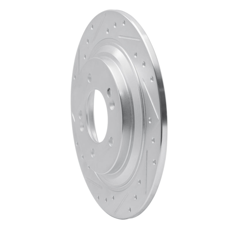 R1 17-23 Hyundai Kona EV Rear Left Drilled & Slotted Silver Brake Rotor