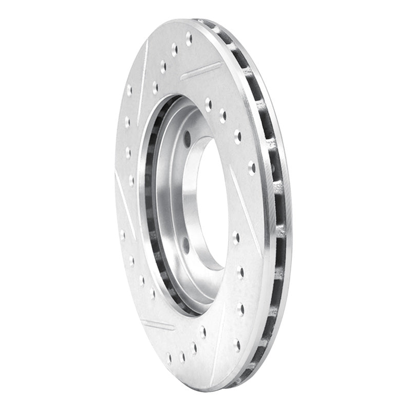 R1 91-92 Dodge COLT Front Right Drilled & Slotted Silver Brake Rotor