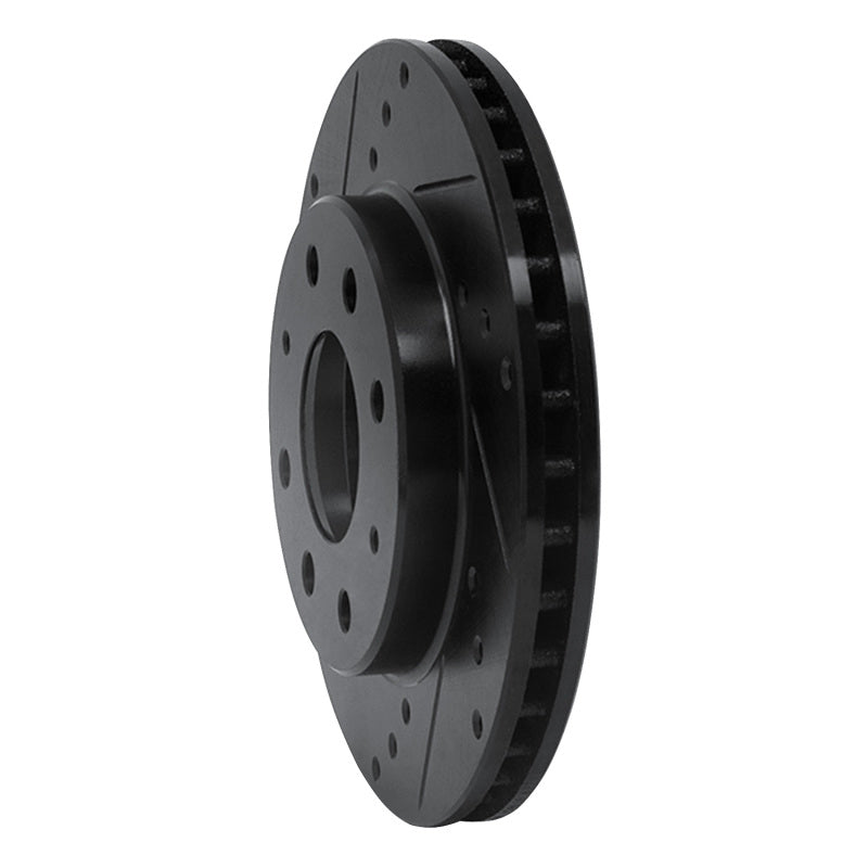 R1 88-07 Dodge Colt Front Left Drilled & Slotted Black Brake Rotor