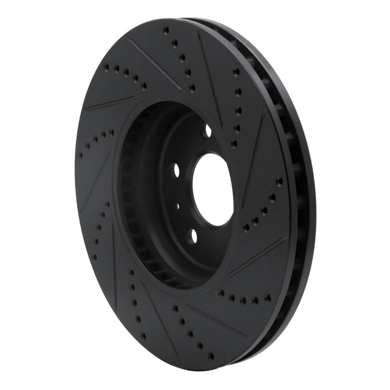R1 08-12 Audi Q5 (Mexico) Front Left Drilled & Slotted Black Brake Rotor
