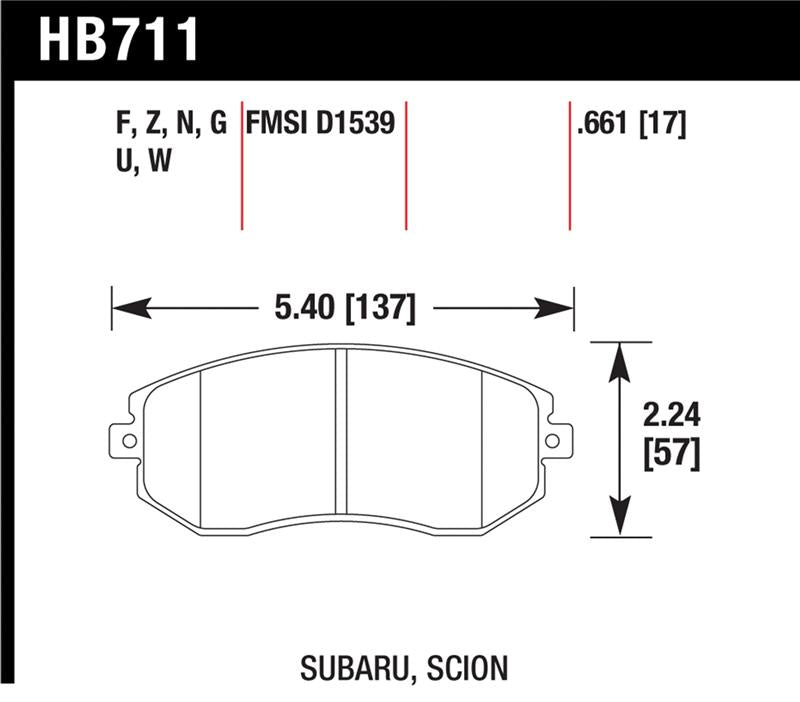 Hawk 13 Subaru BRZ/13 Legacy 2.5i / 13 Scion FR-S DTC-70 Front Race Brake Pads