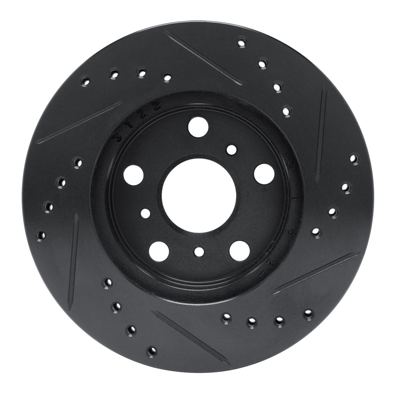 R1 83-86 Toyota Camry Front Left Drilled & Slotted Black Brake Rotor