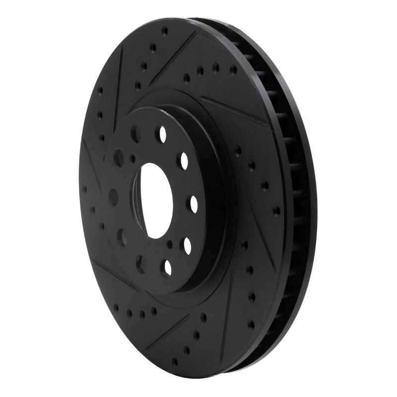R1 93-98 Toyota Supra Front Left Drilled & Slotted Black Brake Rotor