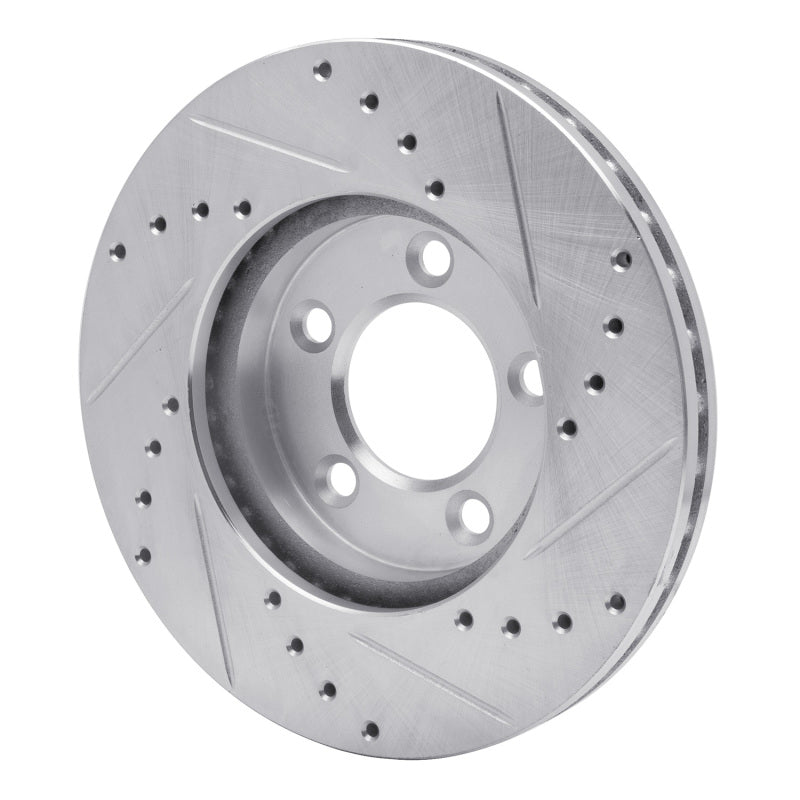 R1 91-00 Ford Taurus (Excl SHO) Front Left Drilled & Slotted Silver Brake Rotor