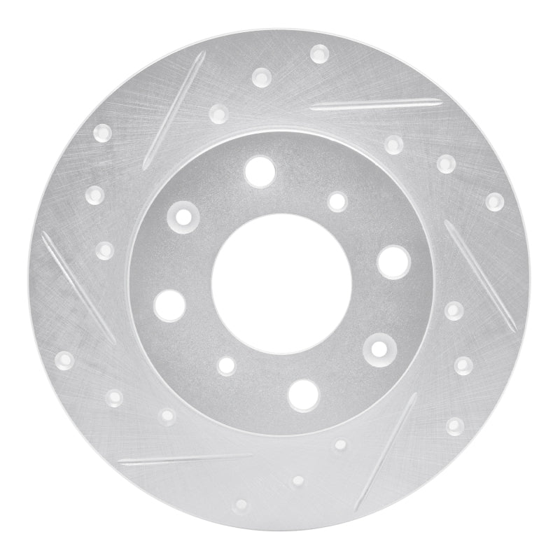 R1 84-87 Honda Civic Hatchback Front Left Drilled & Slotted Silver Brake Rotor
