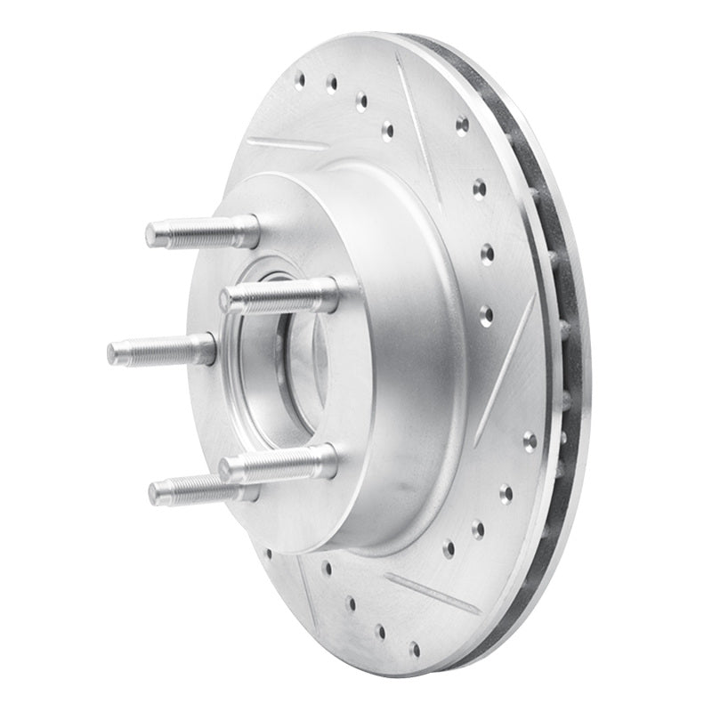 DFC 90-94 Ford Bronco II Front Right Drilled & Slotted Silver Brake Rotor