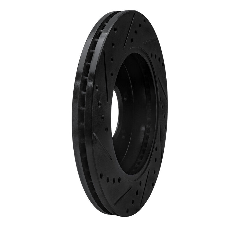 R1 99-07 Ford E-350 Econoline Club Wagon Rear Right Drilled & Slotted Black Brake Rotor